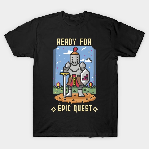 READY FOR EPIC QUESTS funny 8bit retro pixel gaming T-Shirt by XYDstore